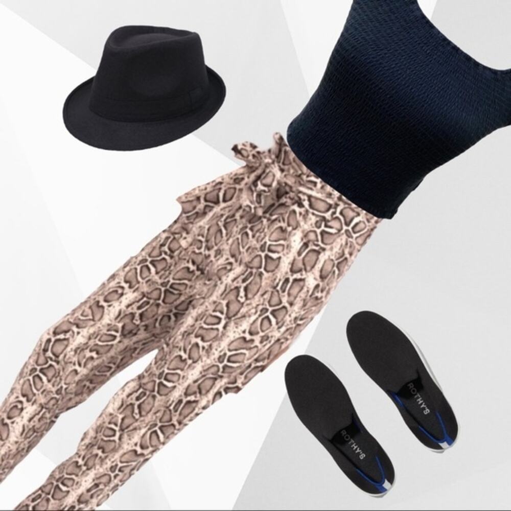 Venti6 NWT Faux Leather Snakeskin High Waist Pants Sexy Paperbag Waist